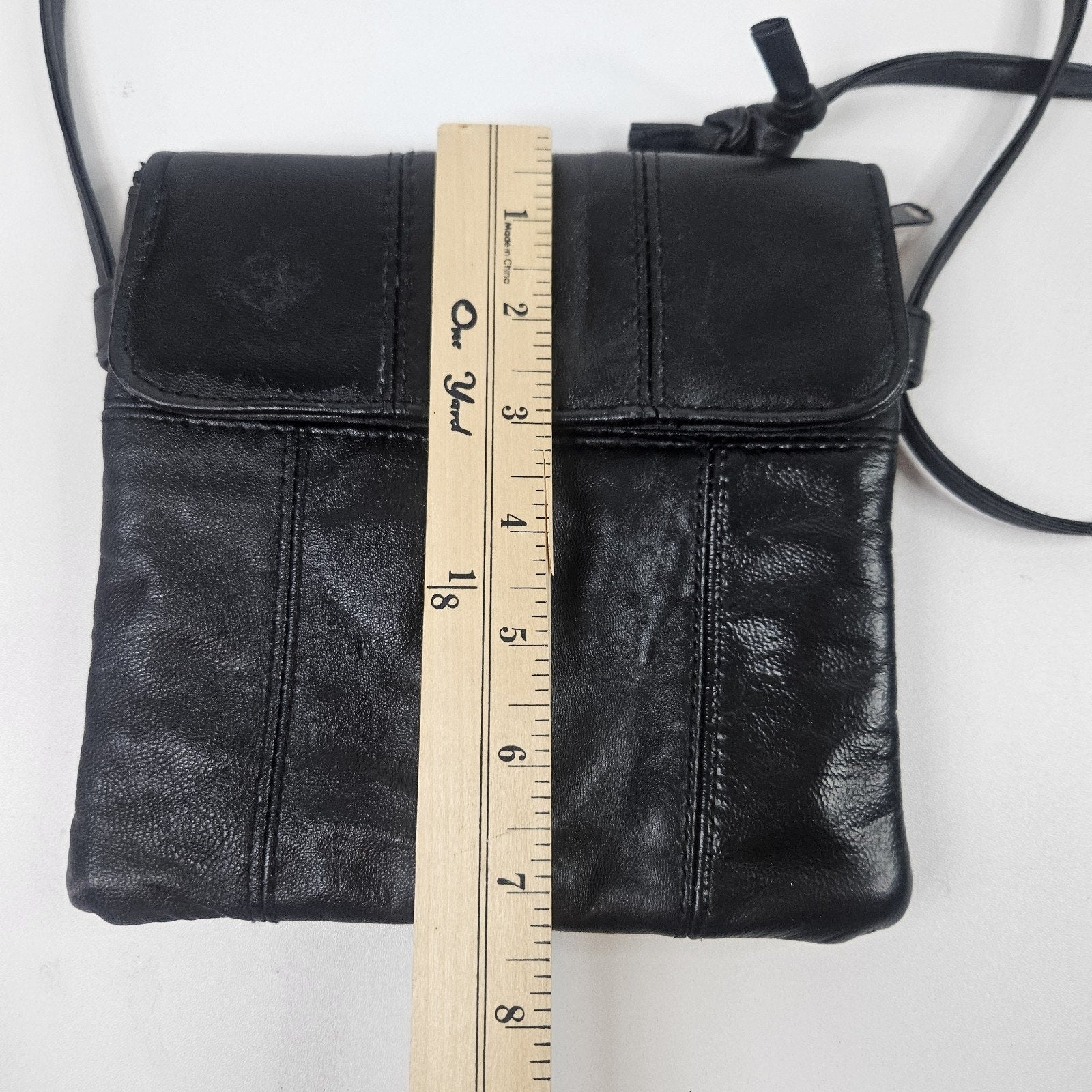 Retro Patchwork Micro Shoulder Purse Black Lambs Leather Crossbody Bag