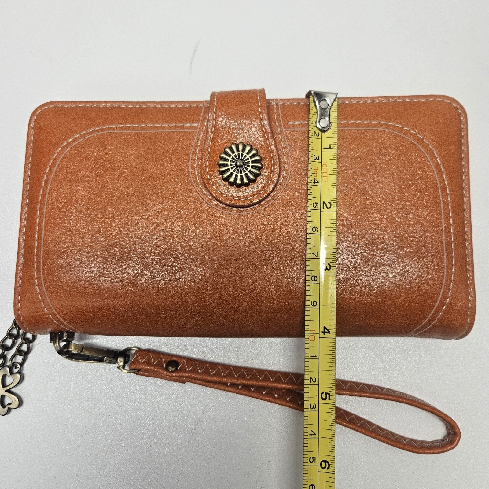 LAVEMI Leather Wallet Wristlet Clutch Brown Boho Western-inspired Charms