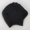 Vtg Slazenger Golf Mens Black 1/4 Zip Cable Knit Pullover Sweater Large Classic