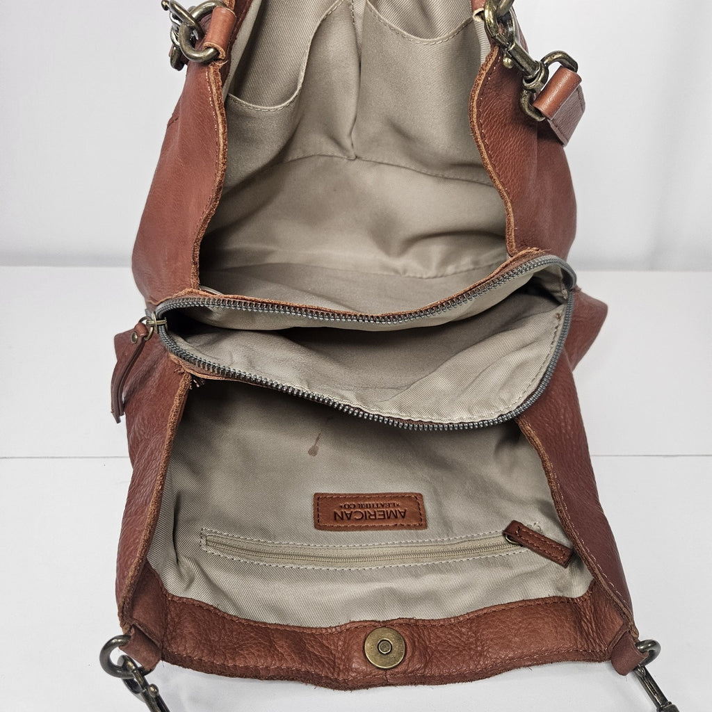 American Leather Co Women's Lenox Triple Entry Satchel Brandy Brown Shoulder Bag