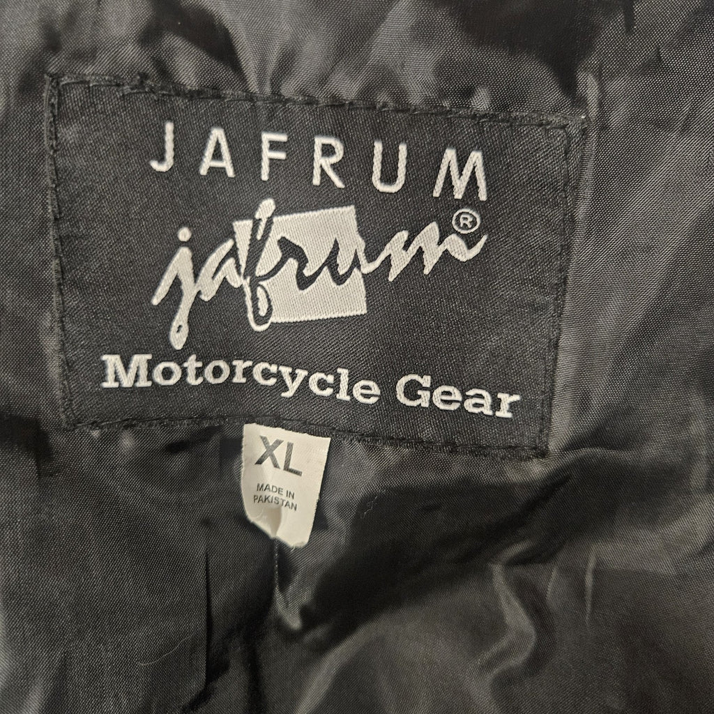 Jafrum Motorcycle Biker Black Leather Vest Side Laces Mens XL Inner Zip Pockets