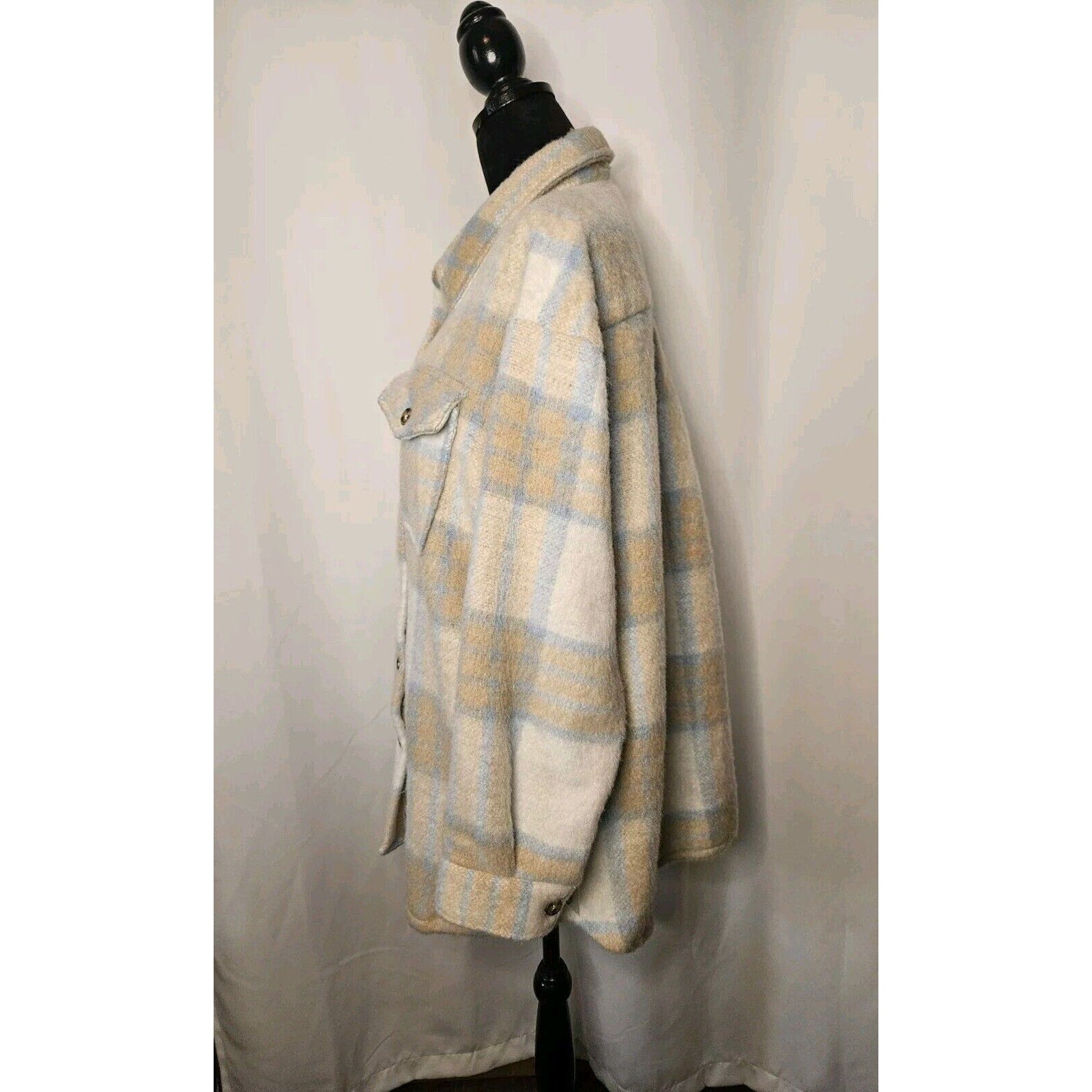 NWT Grace & Karma Women's Size L Shacket Plaid Button Down Pockets Shirt/Jacket