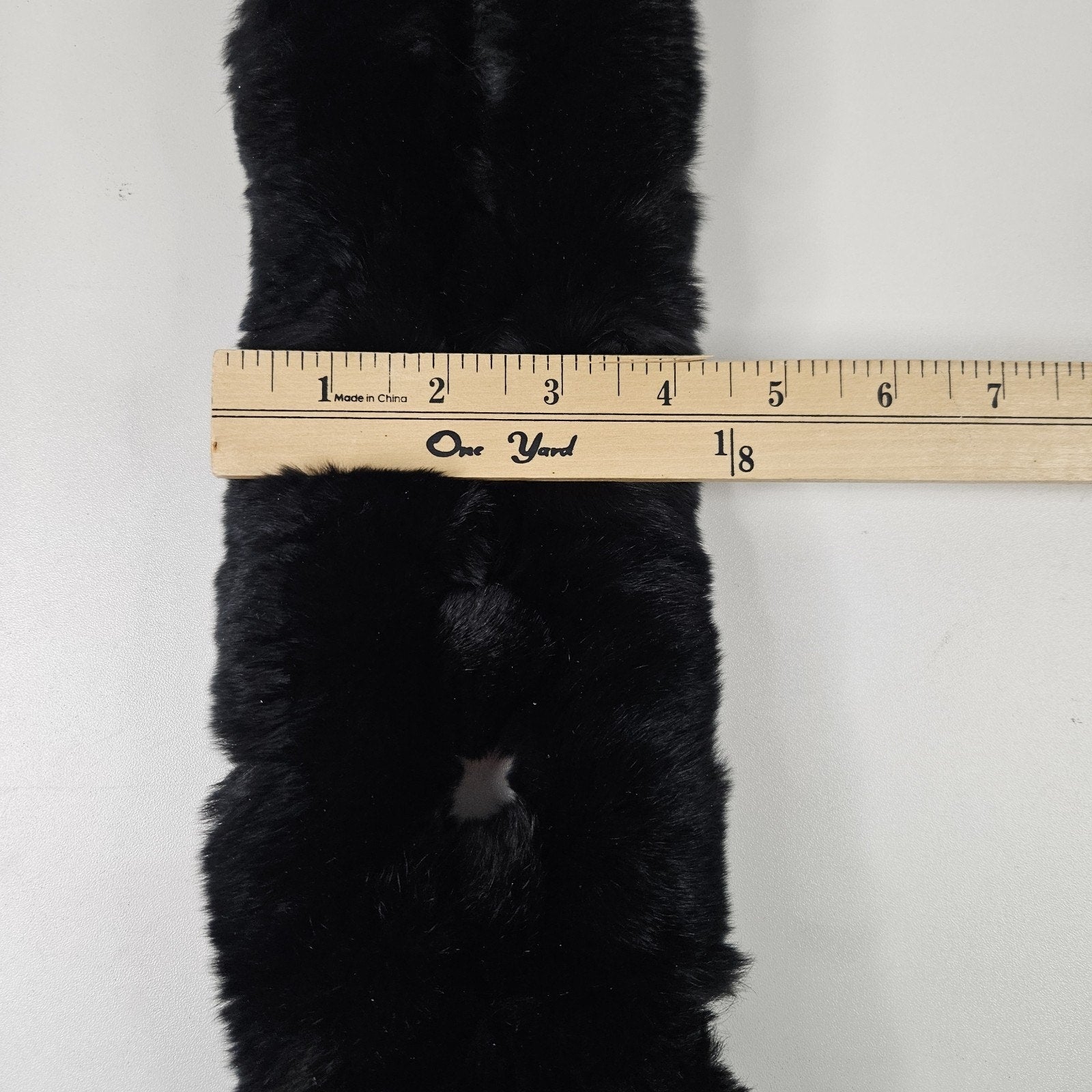 Vtg Genuine 100% Rabbit Fur Pom Pom Black Chunky Neck Warmer Scarf 4x26 Retro