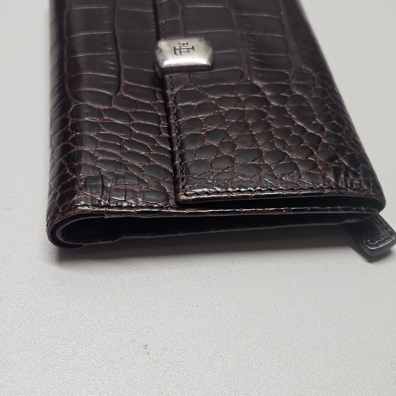 Vintage Ralph Lauren RLL Brown Embossed Croc Women's Wallet Classic Preppy