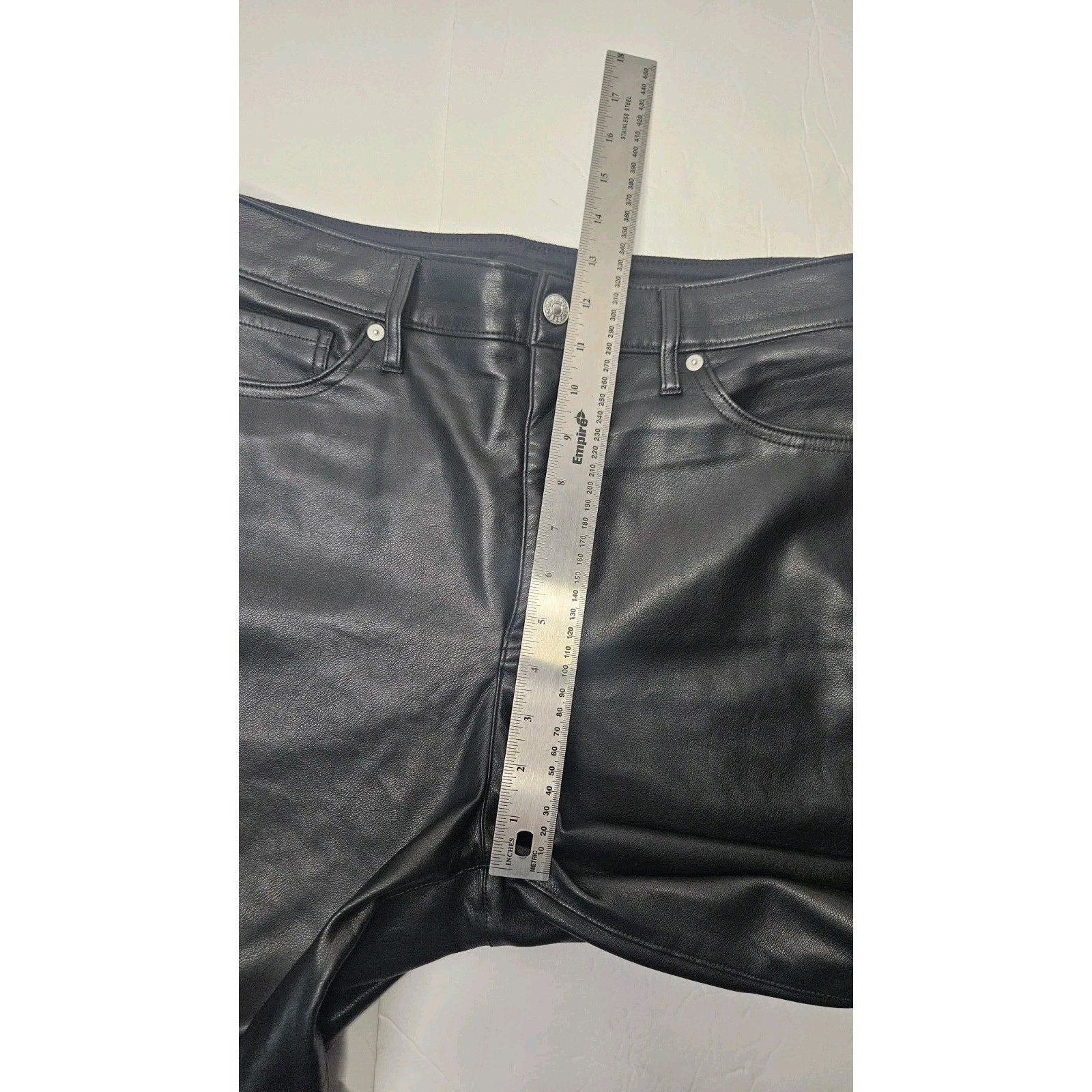Express Black Vegan Leather Modern Straight Super High Waist Size 12S Moto Glam