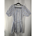 Free Assembly Womens Shirt Dress Puff Sleeve Blue/White Stripes Size Large XL