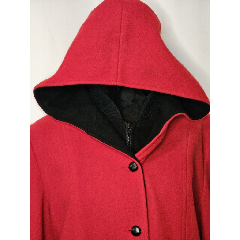 Authentic Mackintosh Vest Coat Wool Size 12 Vintage Made USA Hooded Red/Black