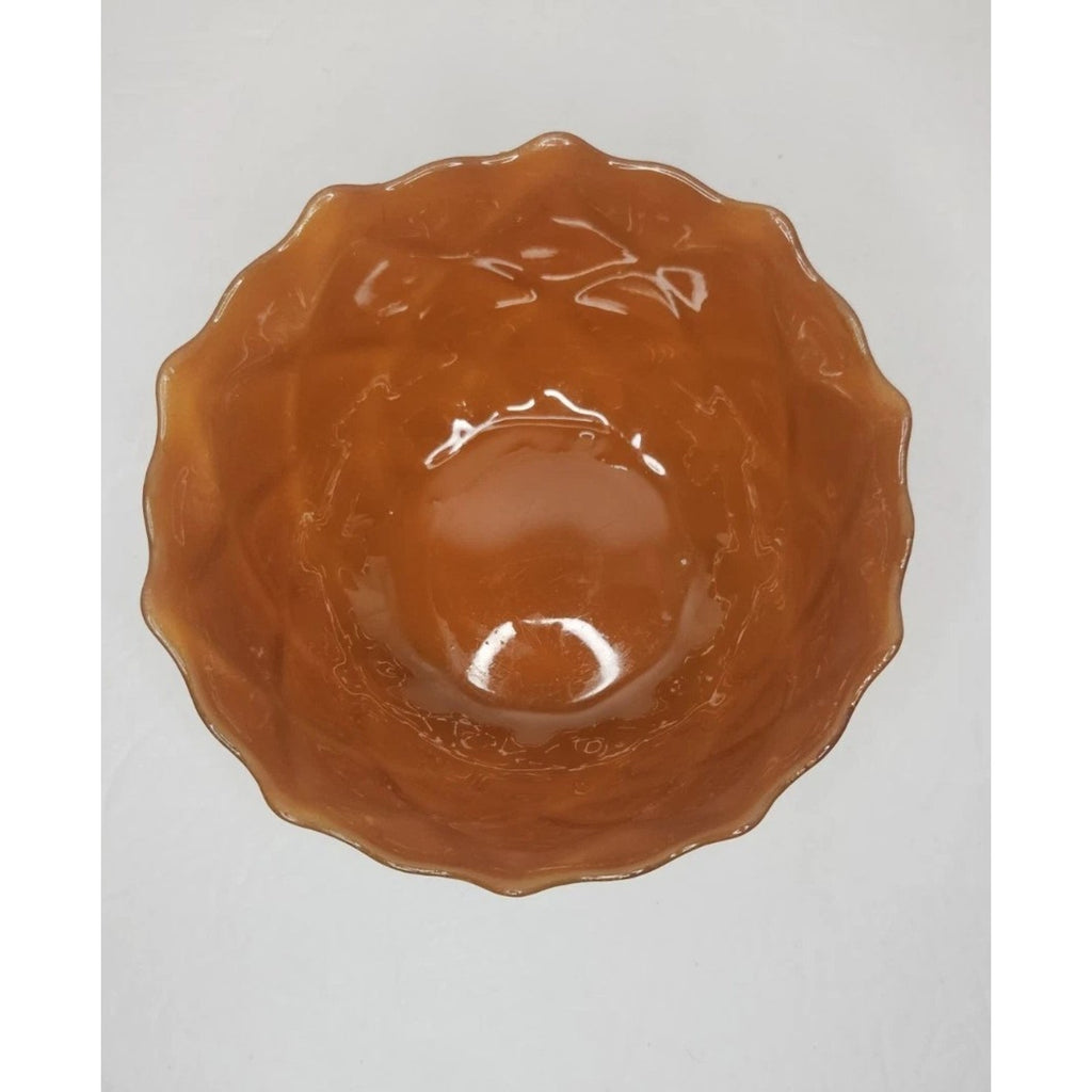 Vintage Fenton Marigold Carnival Glass 6 3/4" Bowl Diamond Quilted Pattern