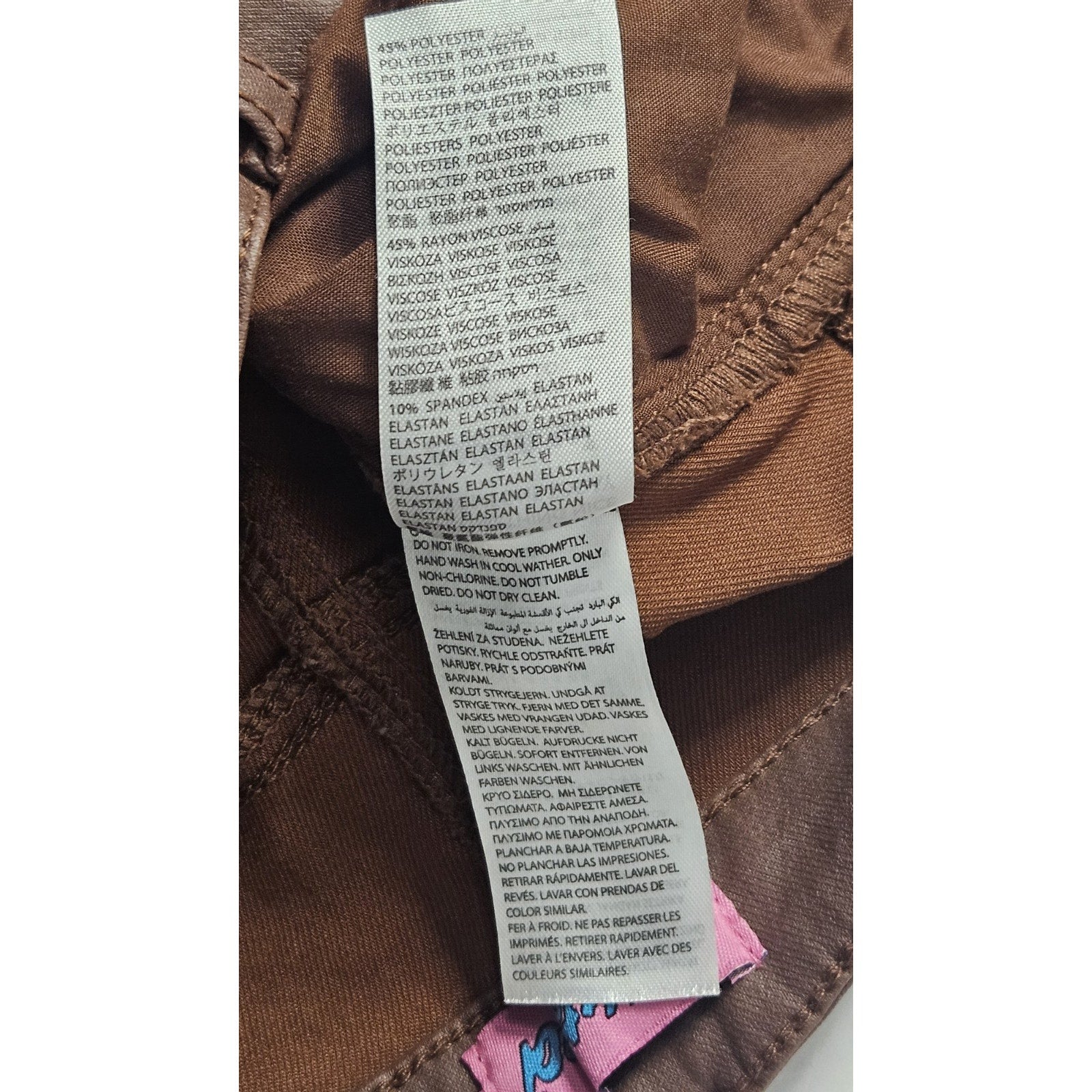 Edikted Women's Brown Shiny Denim Pant Flared Jeans High Rise Small Y2K Stretch