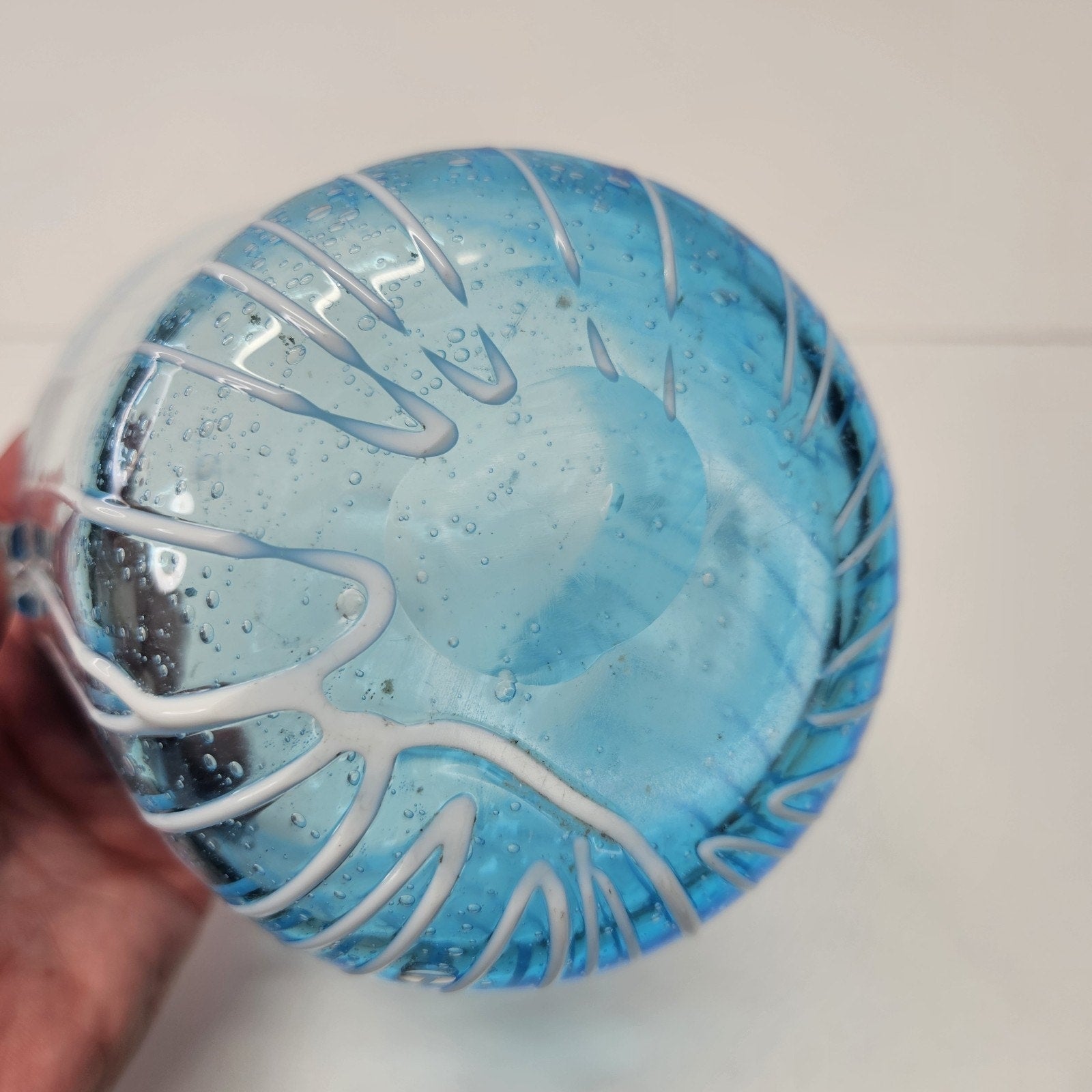Murano Aqua Blue Art Glass Ice Bucket Bullicante Wine Chiller Coastal Decor