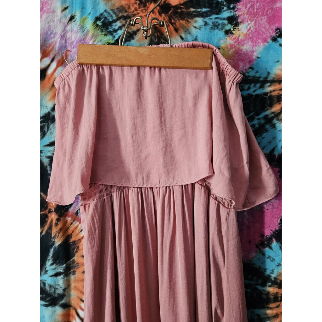 Naked Zebra Strapless Bubble Hemmed Dress Light Pink Women's Small Lo-hi Flowy