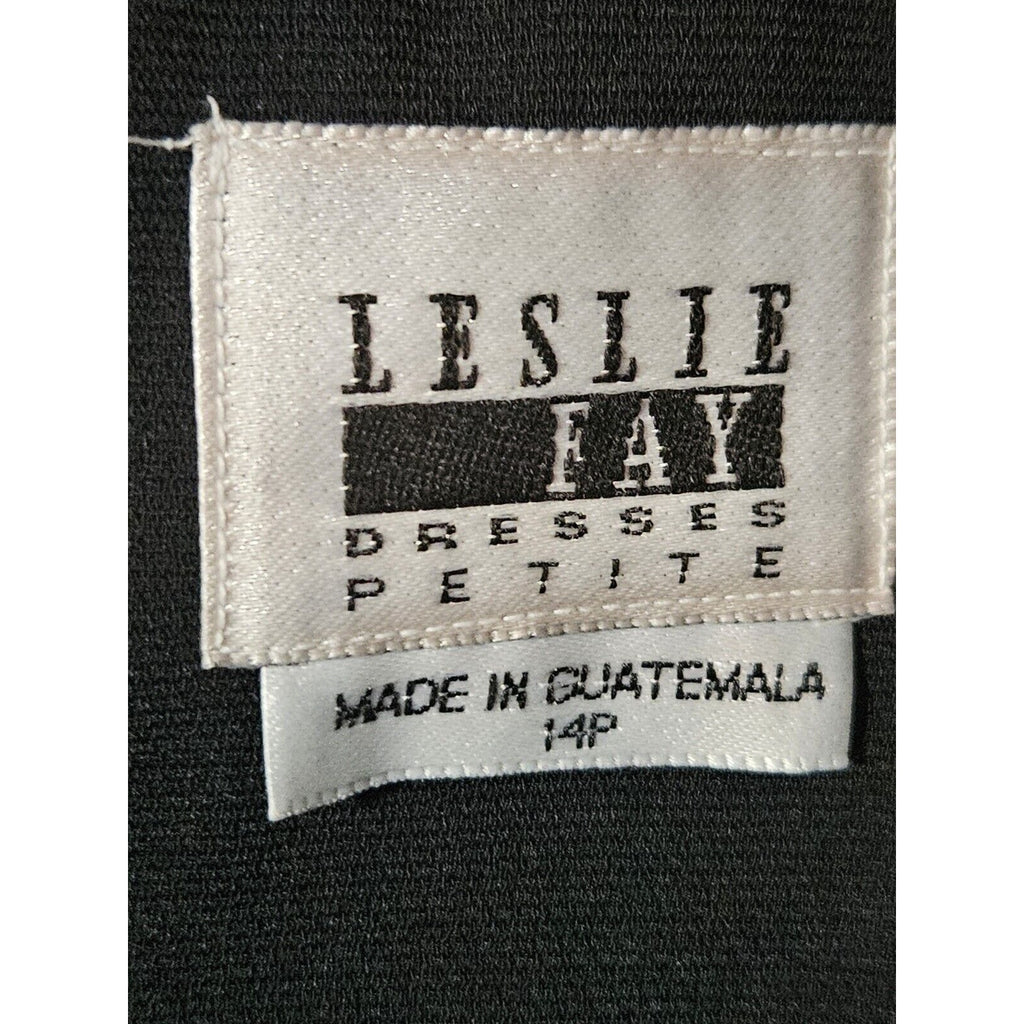 Vintage 90s Leslie Fay Women's Black Double Breasted Blazer Blouse 14 Petite