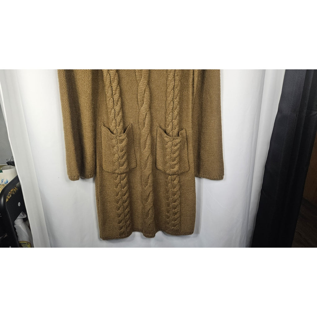 Uniqlo x JW Anderson Tan Sweater Dress Small Chunky Knit Sweater Midi Dress