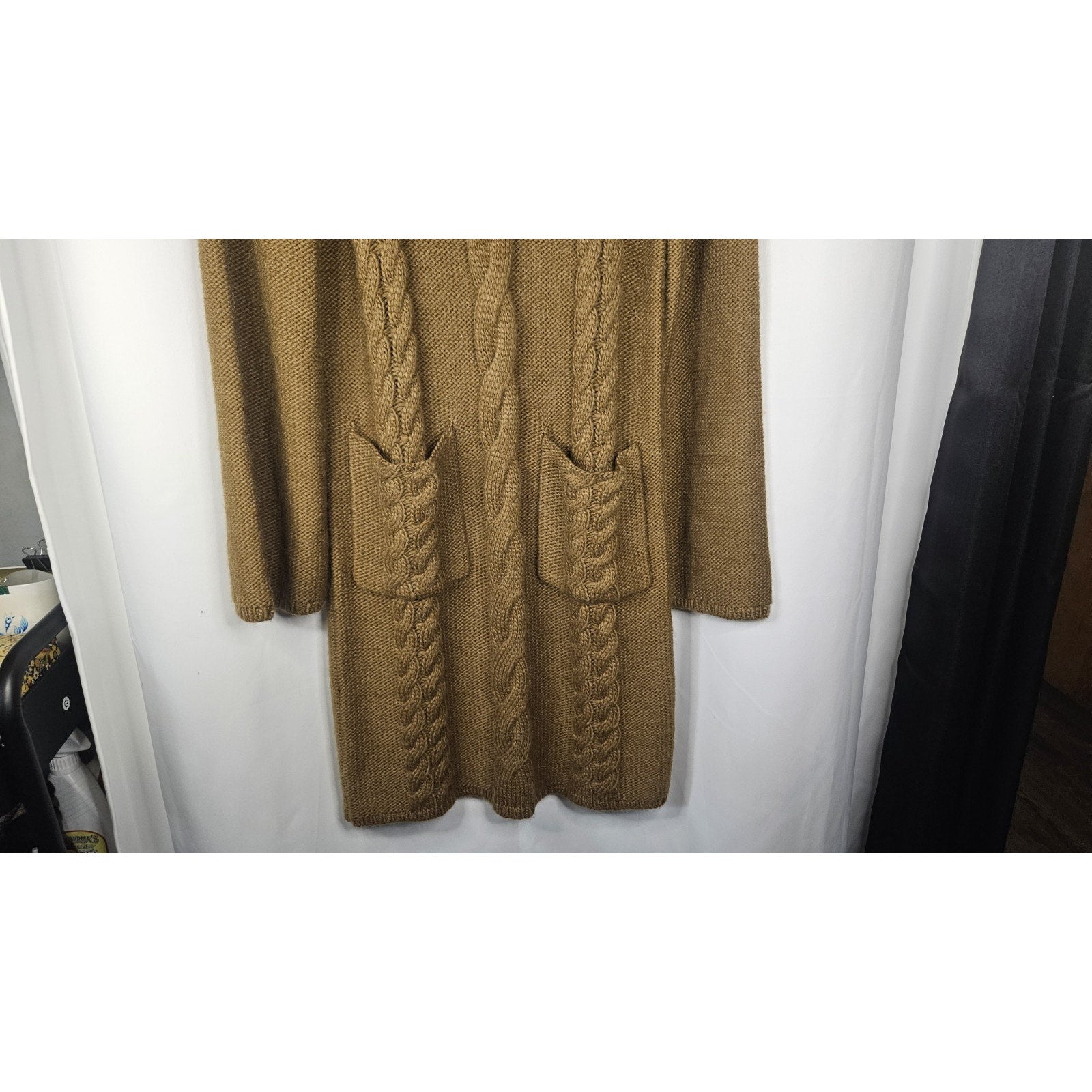 Uniqlo x JW Anderson Tan Sweater Dress Small Chunky Knit Sweater Midi Dress