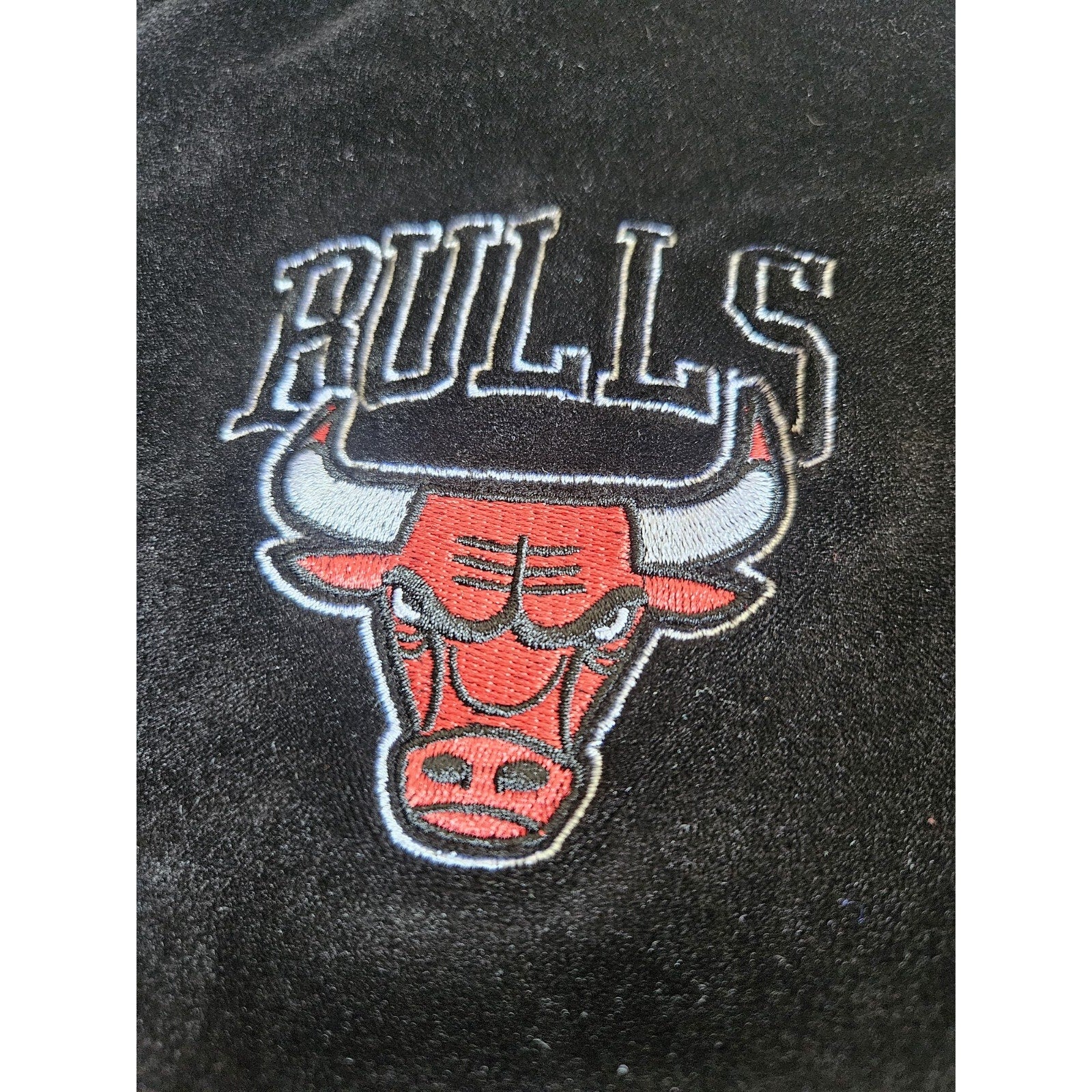 NBA Chicago Bulls Logo Full Zip Black Velour Track Jacket Womens Medium Red NWOT