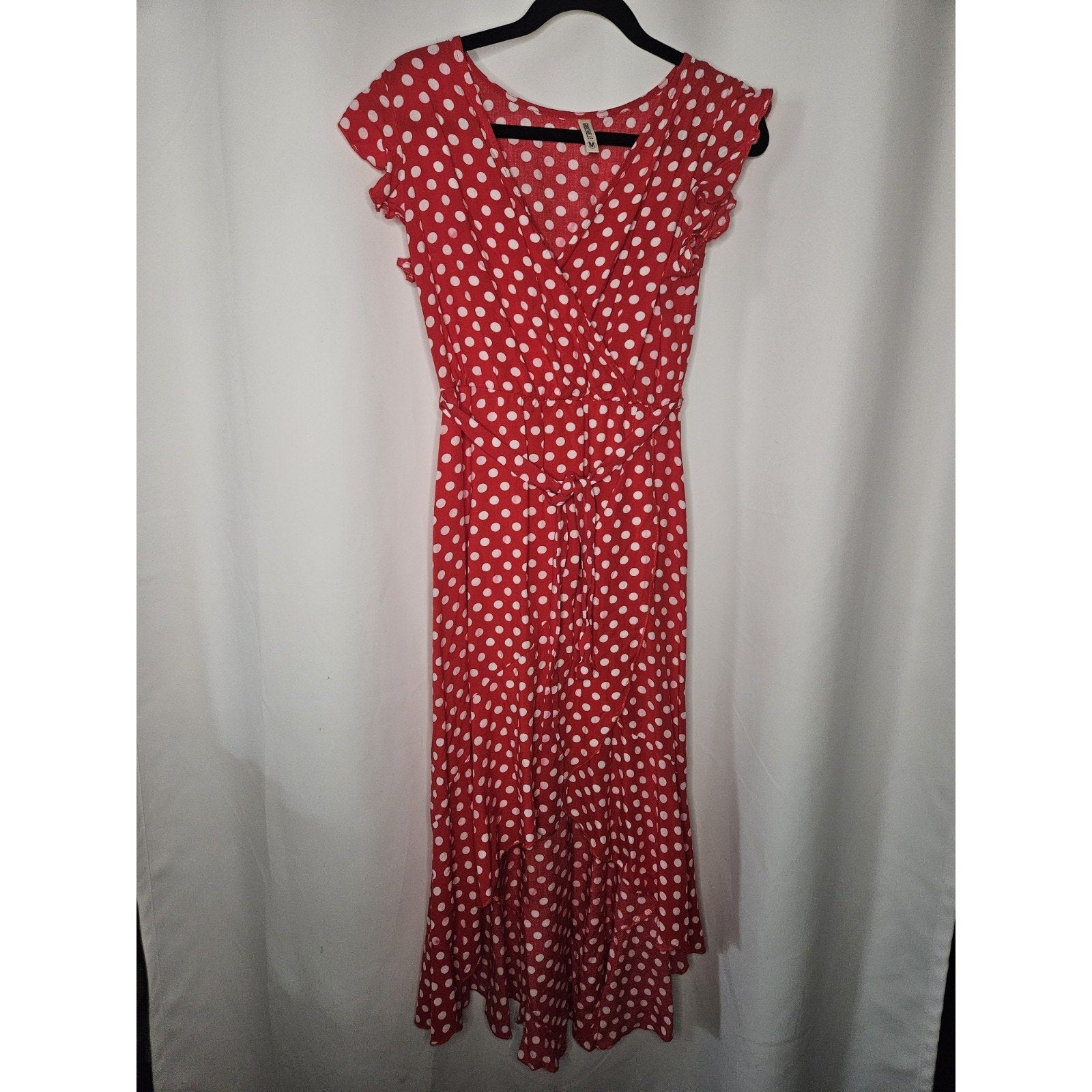 Grecerelle Summer Dress Polka Dot Cross V Neck Dress Long Flowly Medium