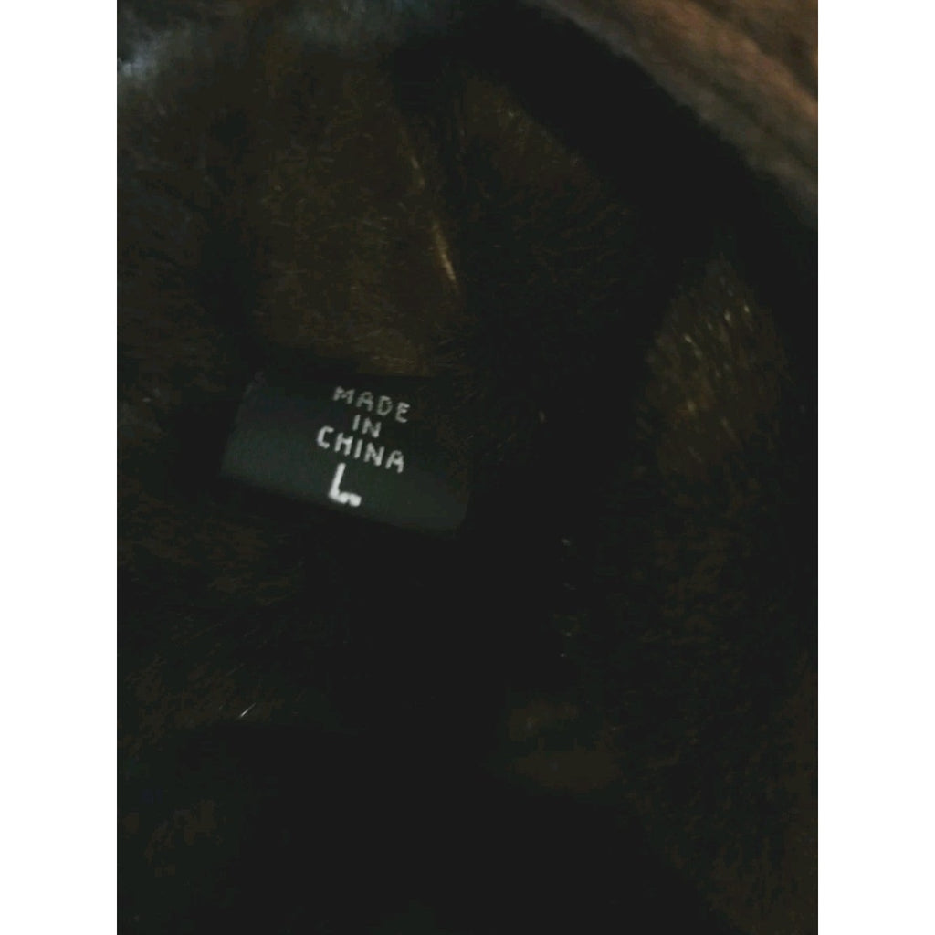 Vintage Synergy Oversized Leather Faux Shearling Coat Large Chocolate Brown