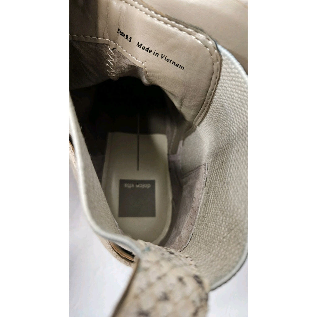 Dolce Vita Womens Boots 9.5 M Beige Suede Ankle Booties Chunky Heel Pull On