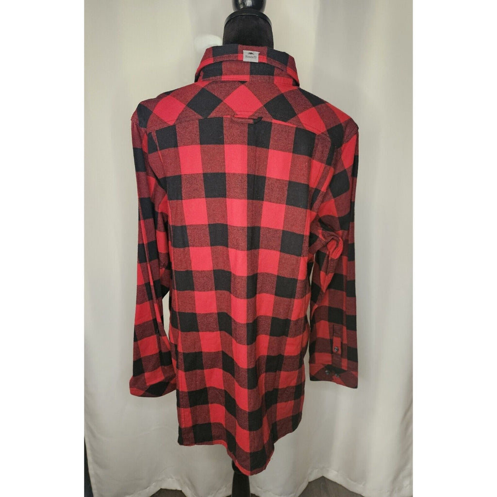 New Roots 73 Womens Shirt 2X Red Black Flannel Plaid Longsleeve Buttonup Pockets