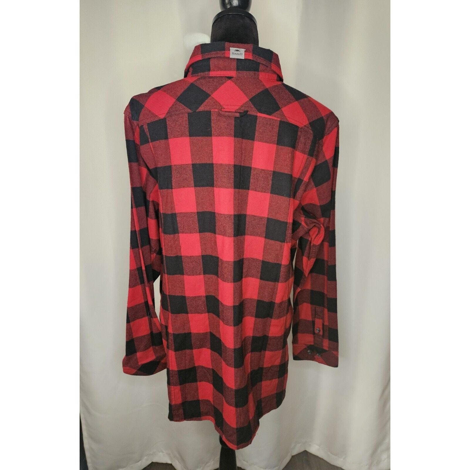 New Roots 73 Womens Shirt 2X Red Black Flannel Plaid Longsleeve Buttonup Pockets