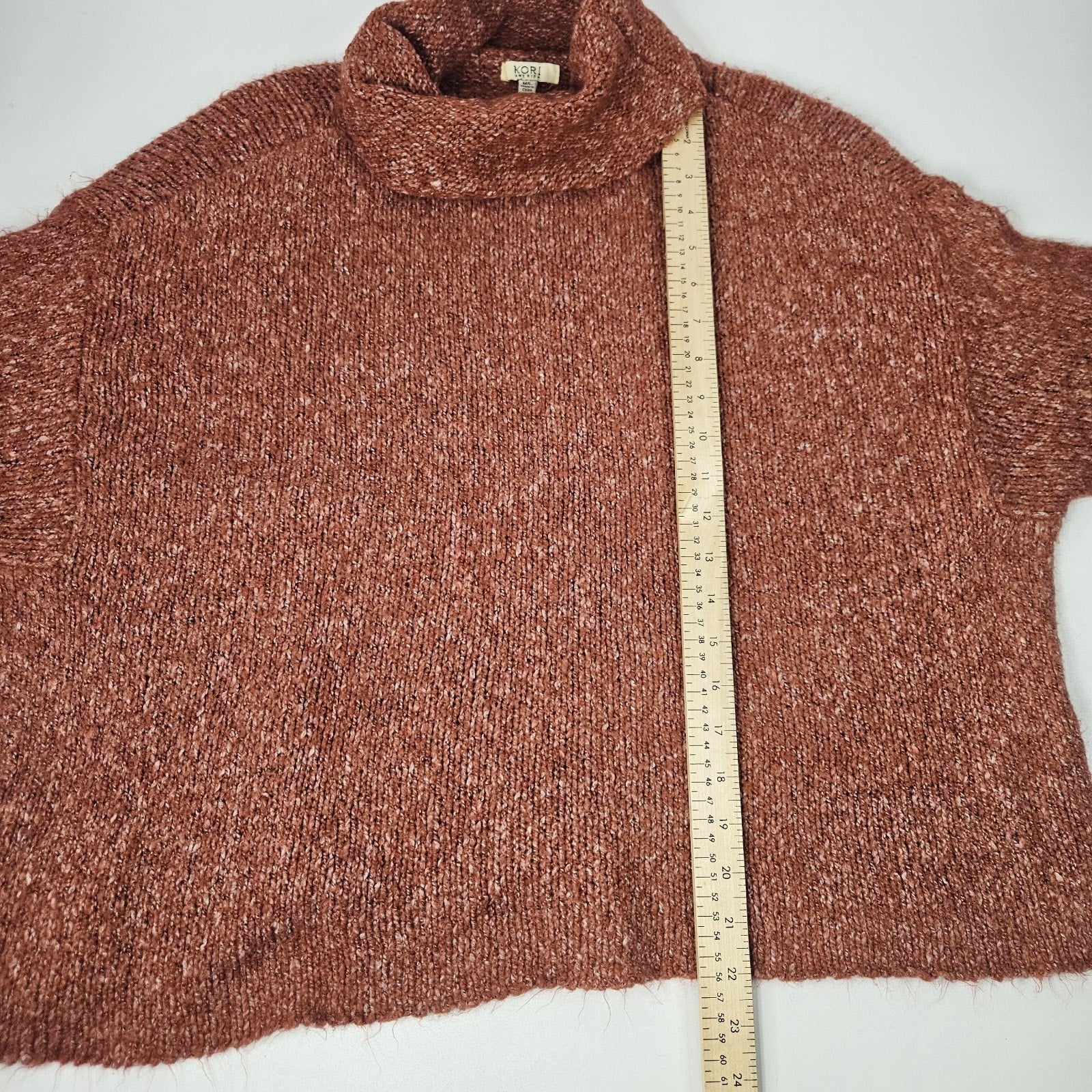 Cowl Neck Oversized Crop Sweater Kori Size M/L Scarlet Flame, Burnt Orange