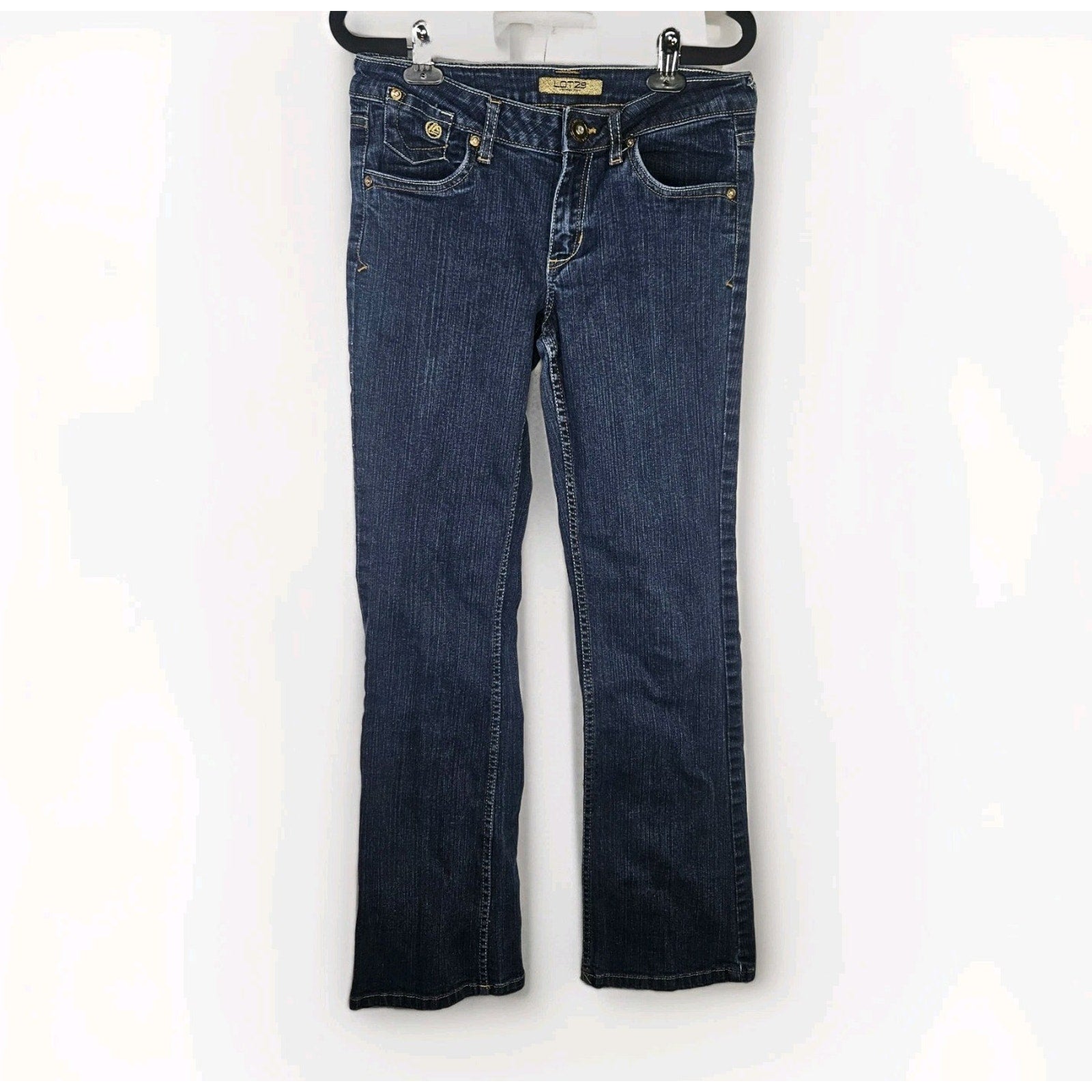Vintage Y2K Lot 29 Size 7 Bootcut Low Rise Stretch Jeans Gold Embroidered 30x30