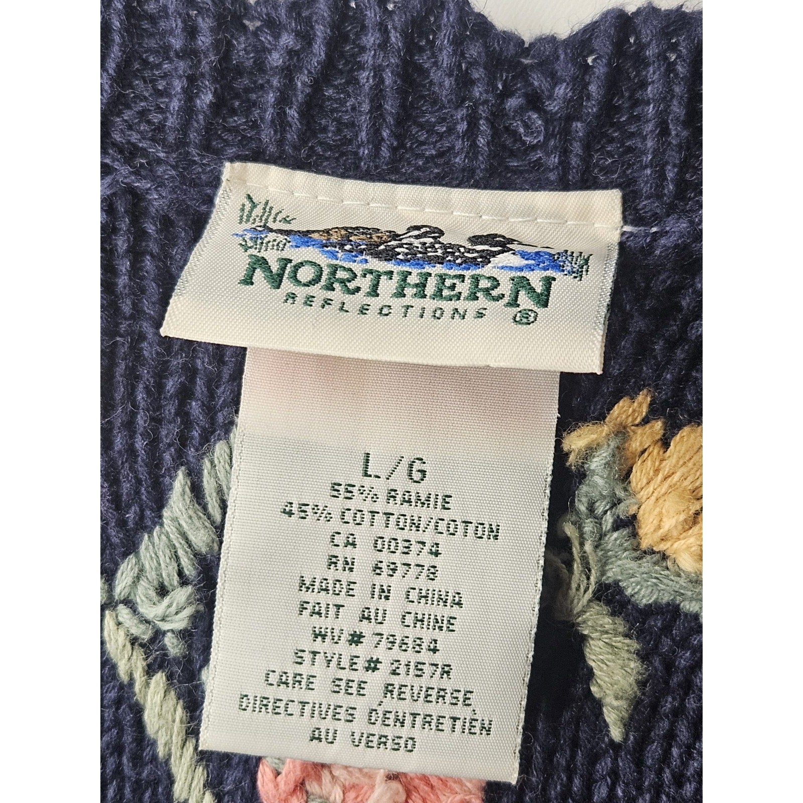 Vintage Northern Reflections Sweater Large Chunky Knit Cardigan Floral Cottage