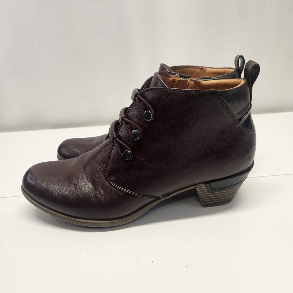 Patriza Dejah-Bx Burgundy Red Leather Ankle Boot Size 41 10M Zip Studded