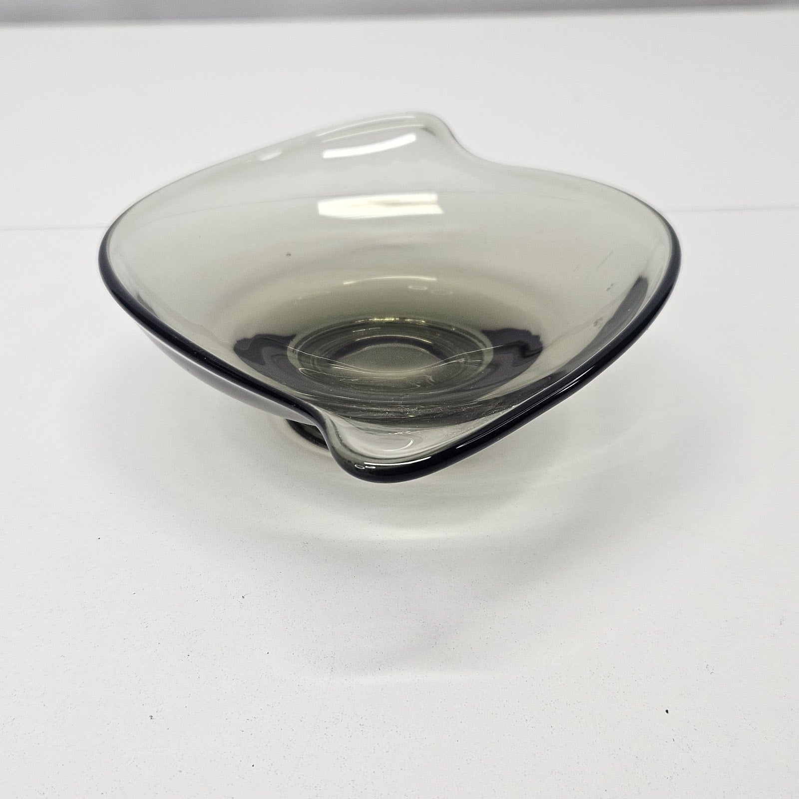 Vintage Viking Glass Epic 8" Oblong Smokey Grey Green Bonbon Dish/Bowl MCM