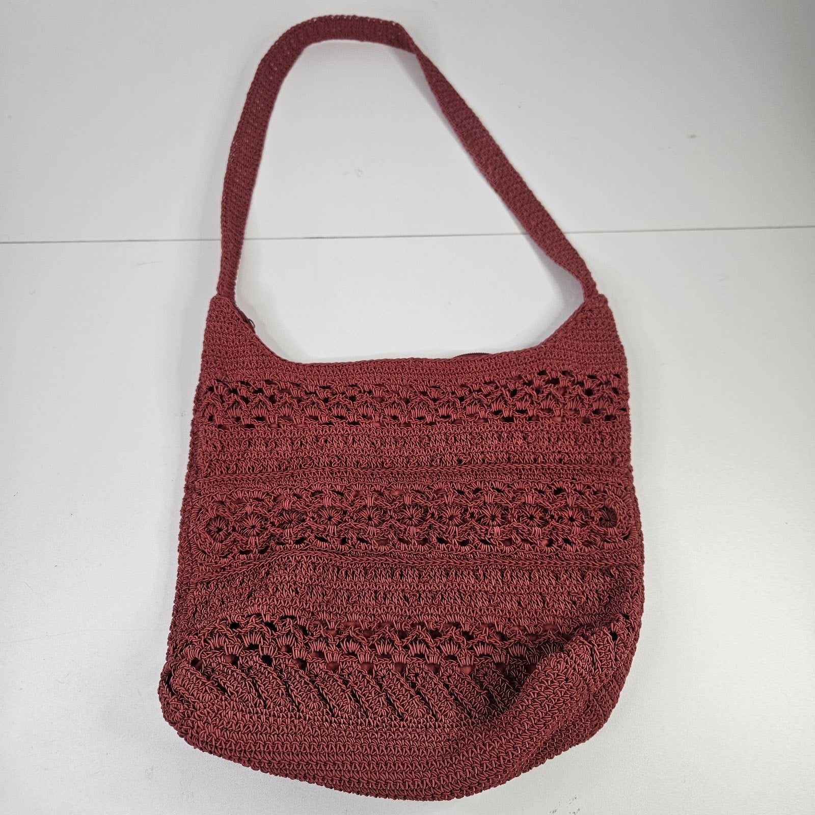 Capelli Straworld Red Crochet Ladies Bag Purse Boho Bohemian Lined Shoulder Bag