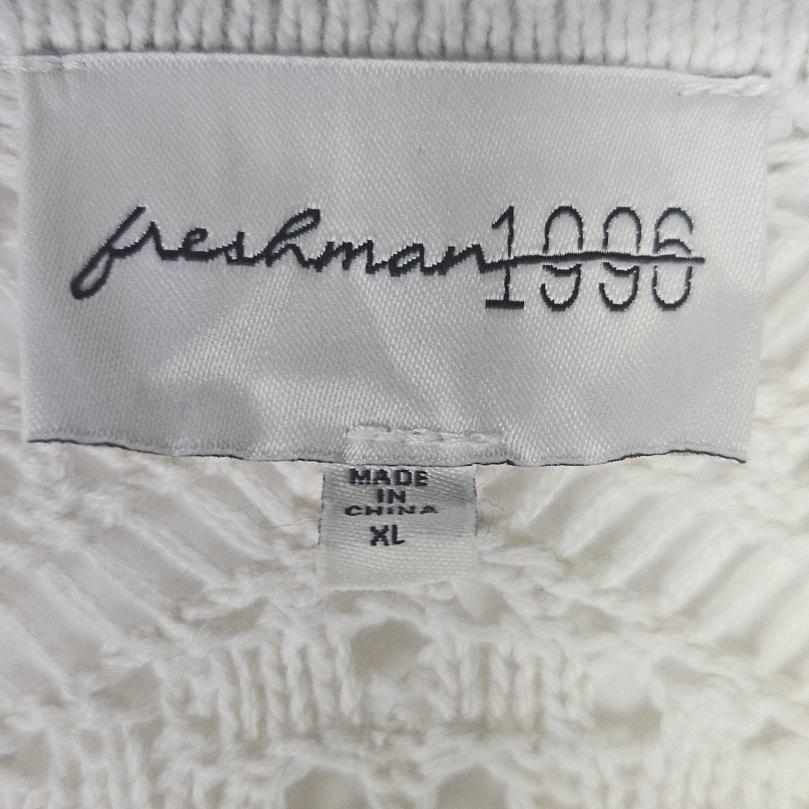Freshman 1996 White Chunky Knit Long Cardigan Open Front Sz XL