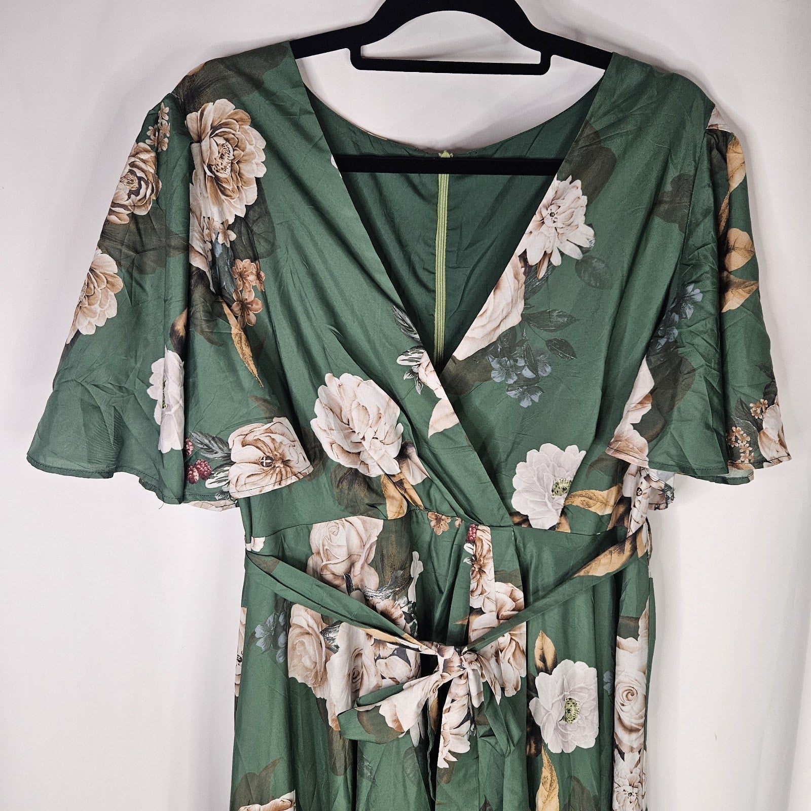 FlyCurvy Dress Womens Plus 2XL V Neck Full Length Layered Maxi Dress Fairy NWT