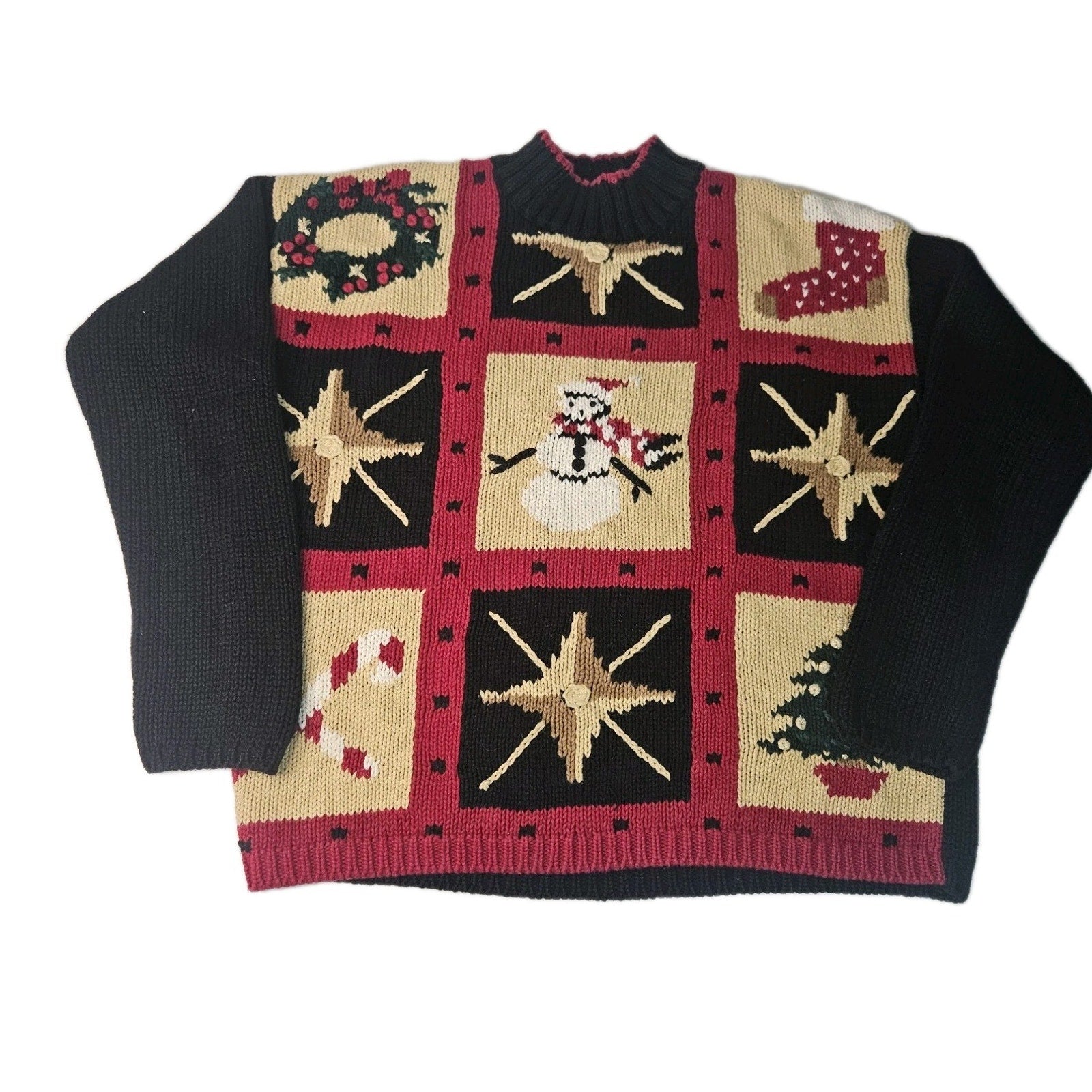 90s Christmas Sweater Chunky Knit Holiday Grandma Sweater Size Small