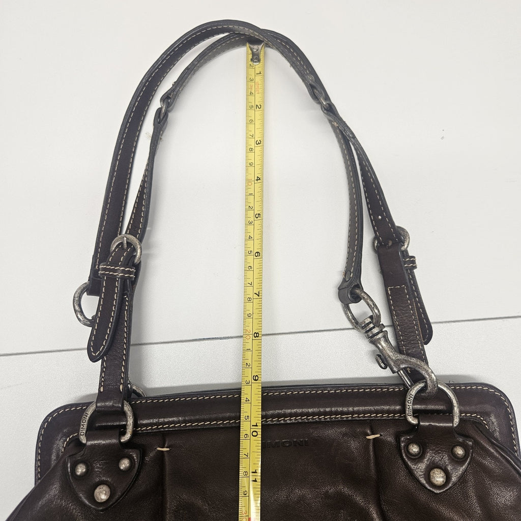 Vintage Leather Bag Dimoni Chocolate Brown Shoulder Handbag Satchel Purse