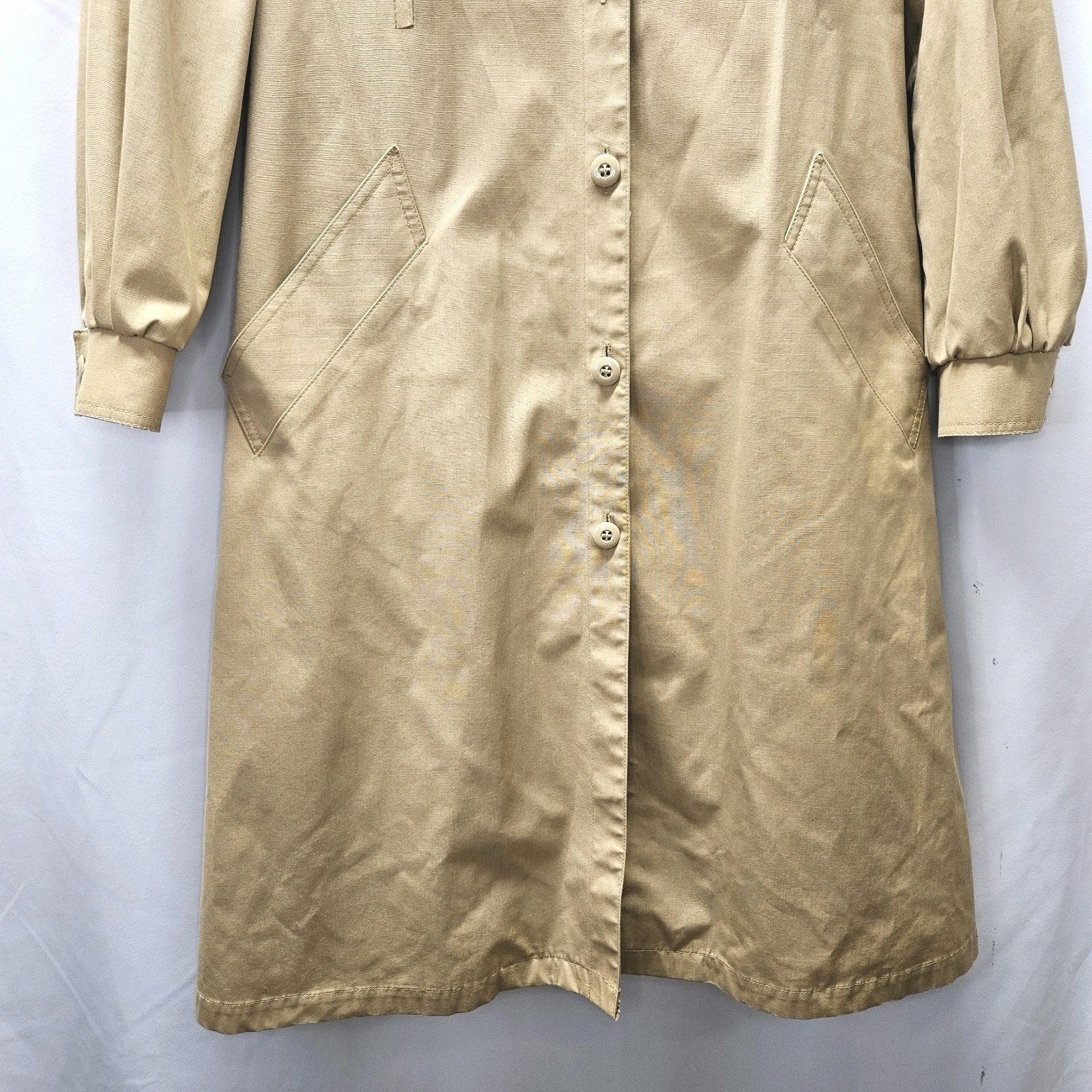 LONDON FOG 70s 80s Vintage Women's Khaki Long Trench Coat 8P Biggs Preppy Retro