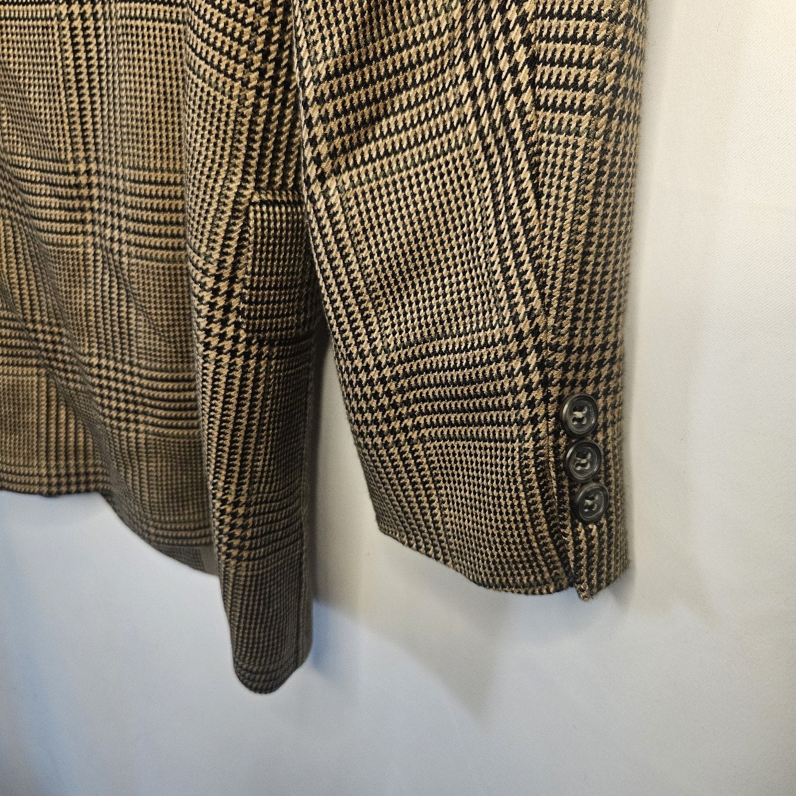 Hunting Horn Houndstooth Wool Blend Blazer Sports Coat Mens 40R Suit Jacket
