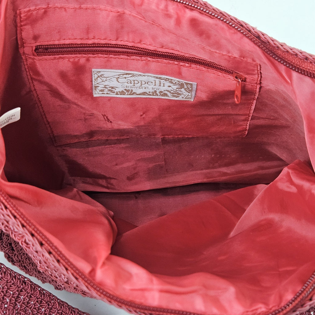 Capelli Straworld Red Crochet Ladies Bag Purse Boho Bohemian Lined Shoulder Bag