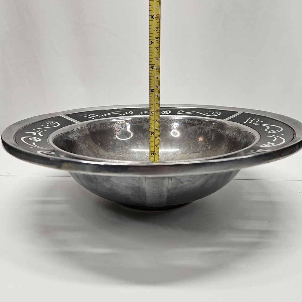 Vtg Lenox Metal Serveware SPYRO BLACK 13" Salad Serving Bowl Metal Serveware