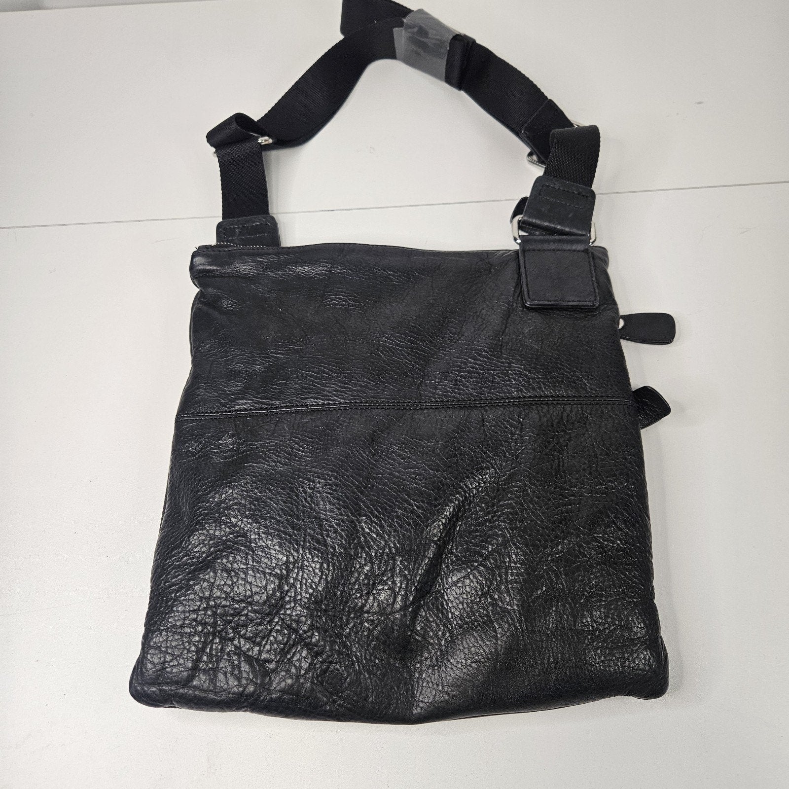 Margot Bags Black Genuine Leather Triple Zipper Crossbody Purse Bag