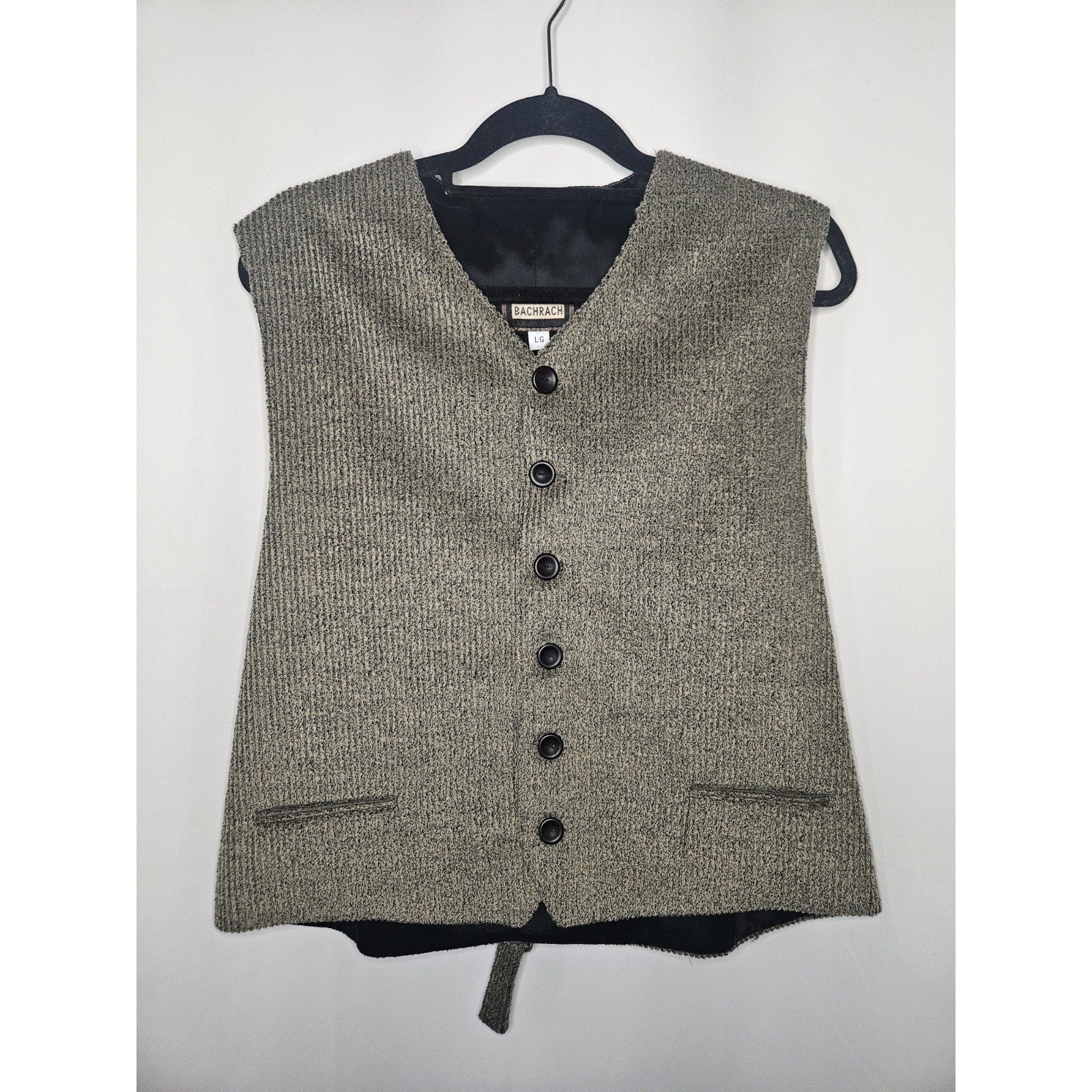 Vintage Bachrach Suit Separate Vest Size Large Wool Blend Tan Textured