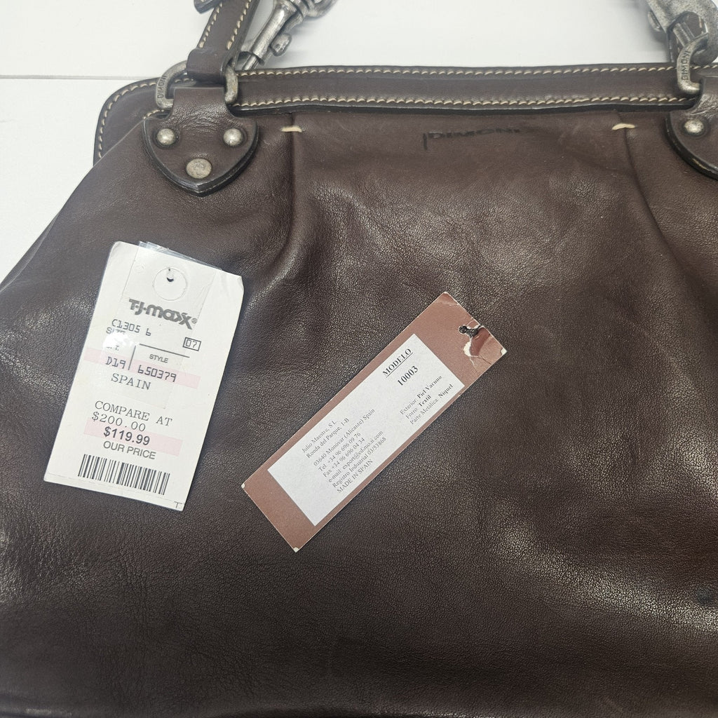 Vintage Leather Bag Dimoni Chocolate Brown Shoulder Handbag Satchel Purse
