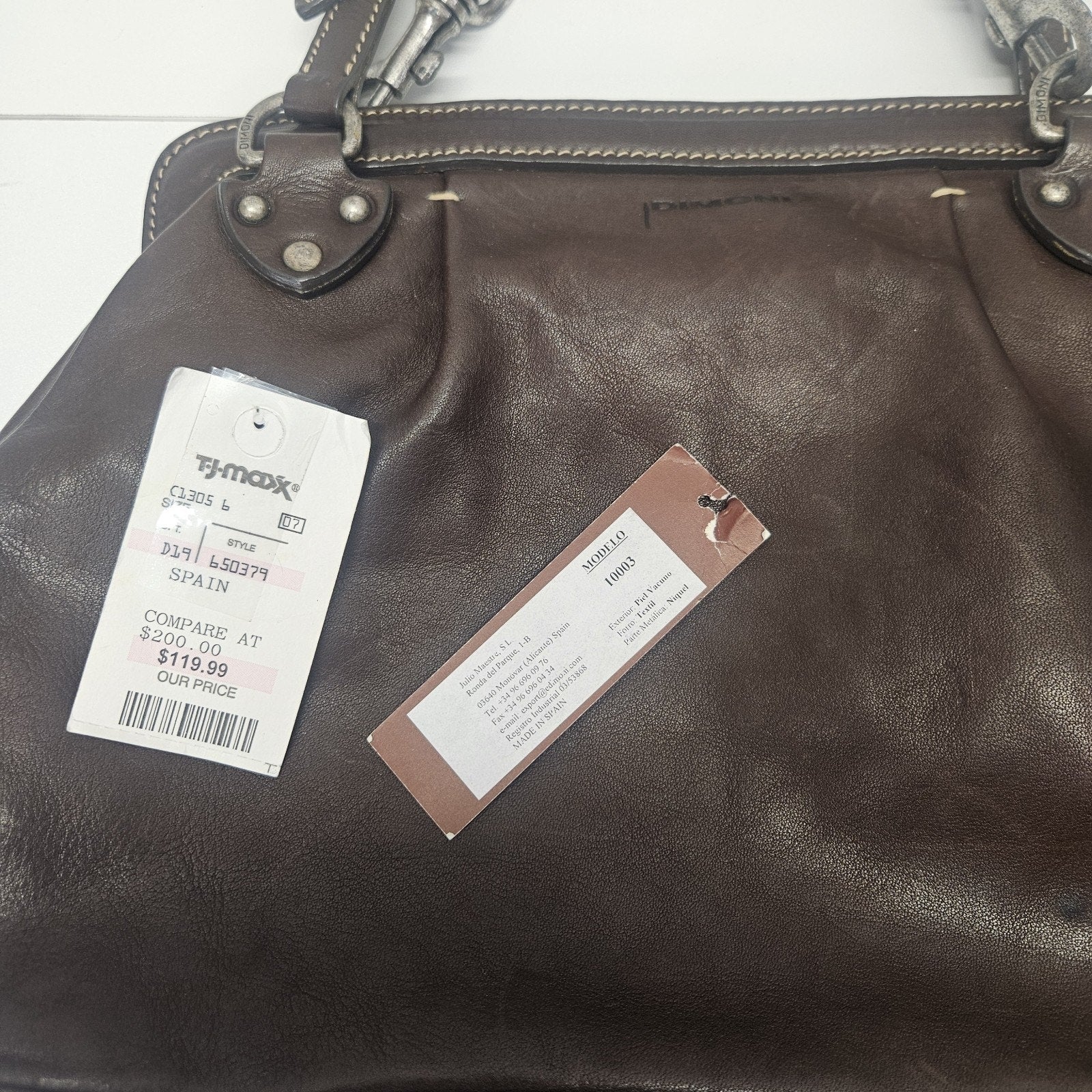 Vintage Leather Bag Dimoni Chocolate Brown Shoulder Handbag Satchel Purse