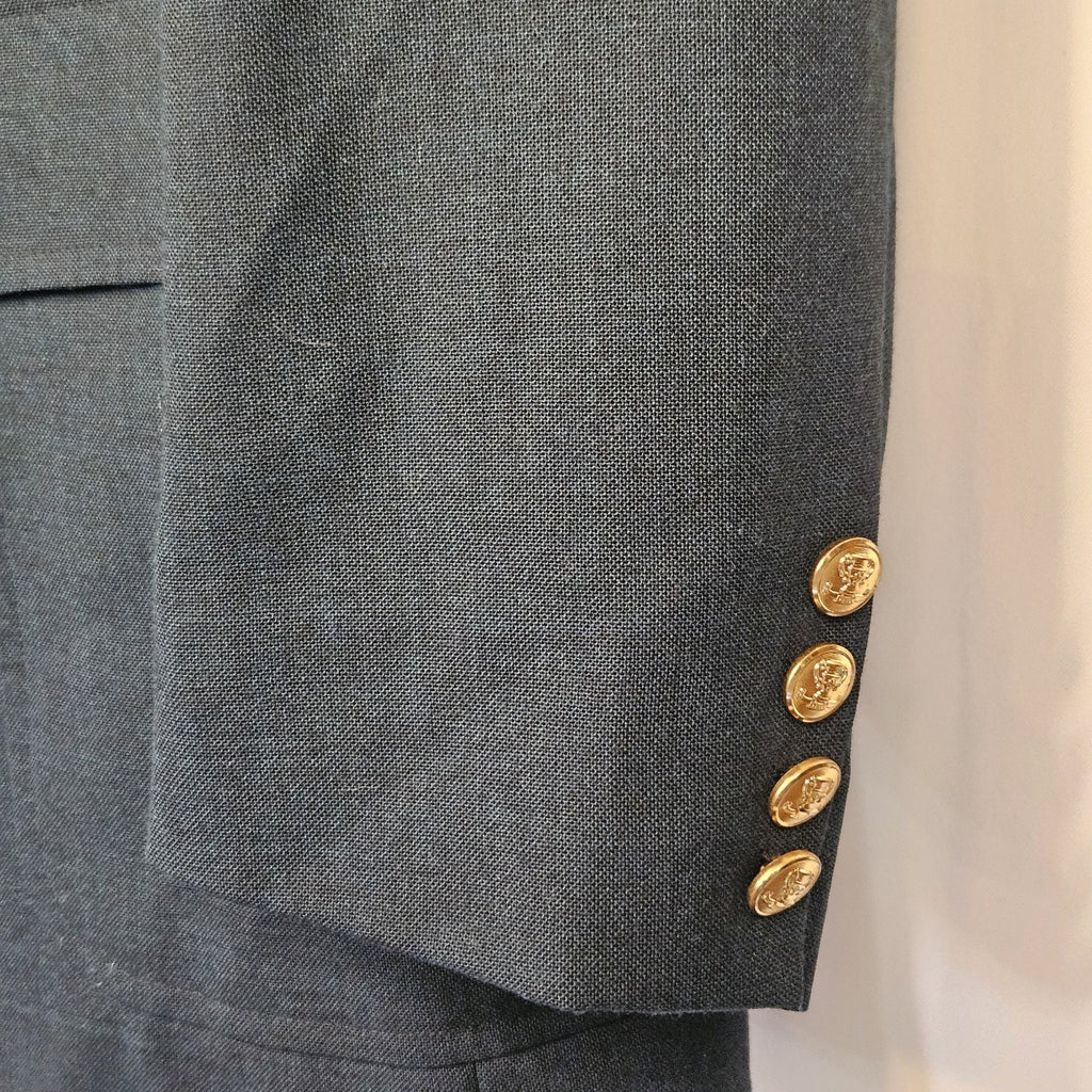 Vintage 70s Union Made Palm Beach Green Men's Blazer Sport Coat Gold Buttons
