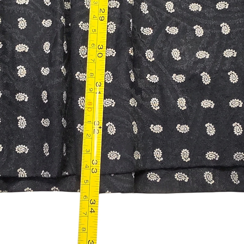 VTG 1980s J.G. Hook Black Silver Floral Paisley Pleated Skirt Sz 14 Made In USA