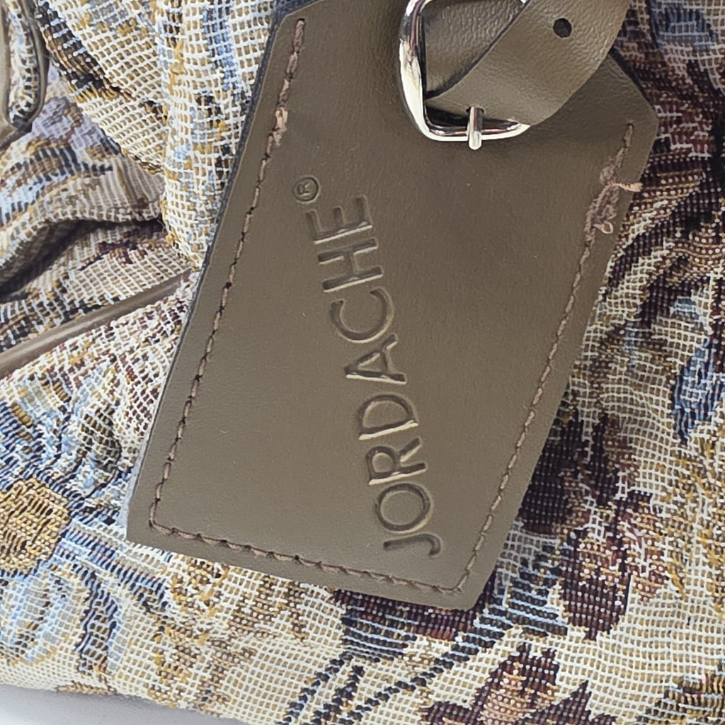 Vintage 90s Jordache Floral Tapestry Zip Shoulder Strap Duffel Travel Bag 14"