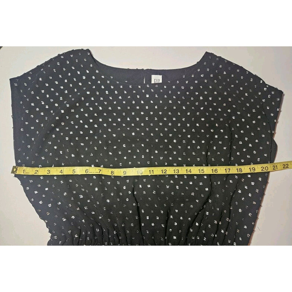 GAP Metallic Dot Skater Dress Size Medium Black/Silver