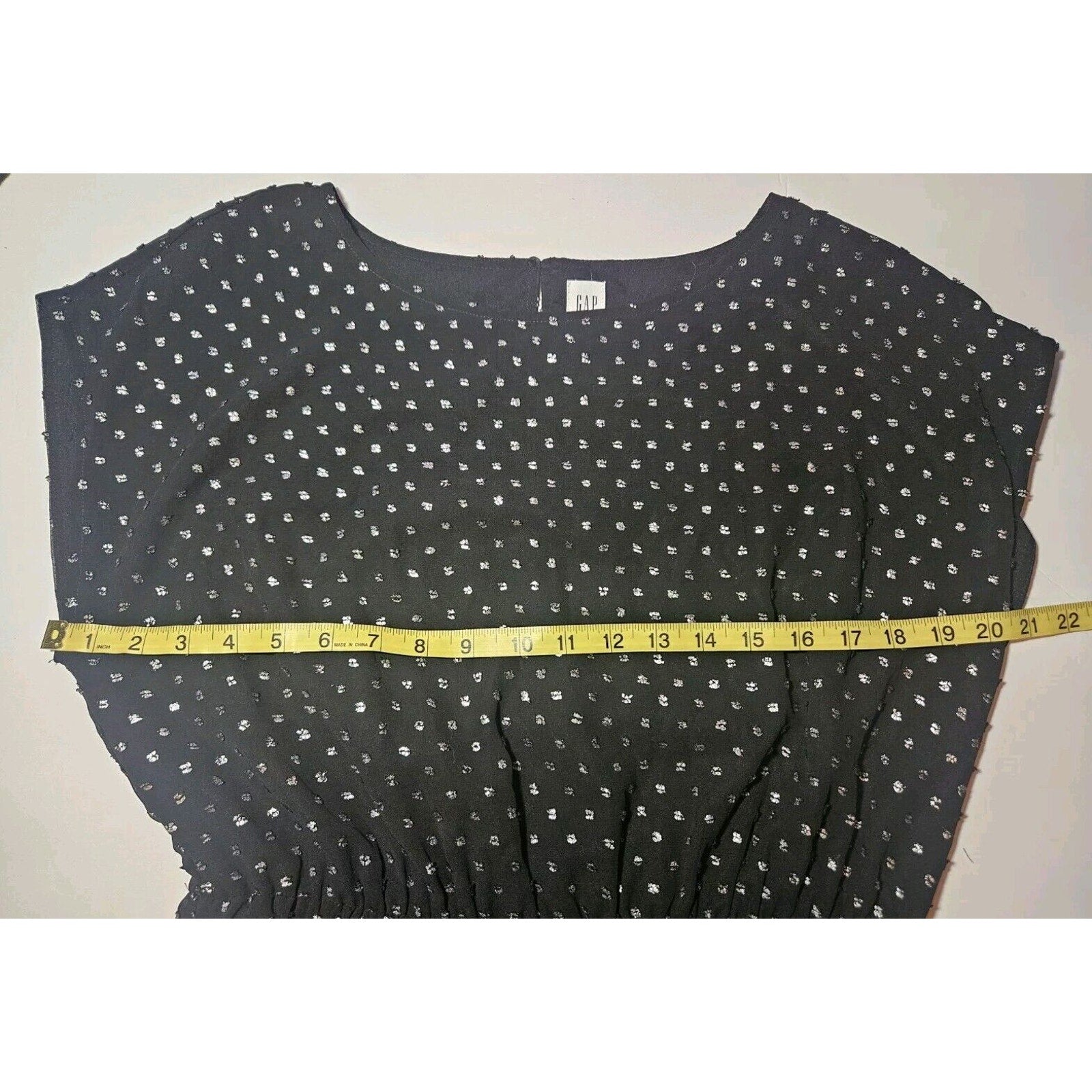 GAP Metallic Dot Skater Dress Size Medium Black/Silver