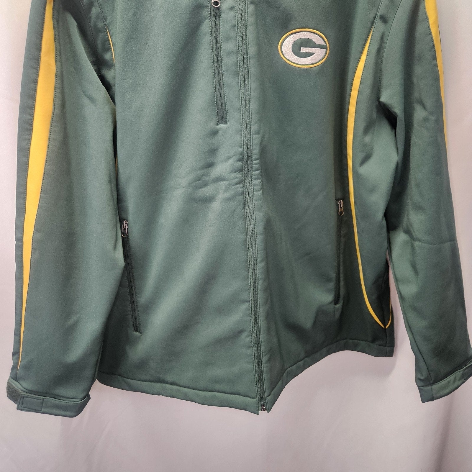 Green Bay Packers NFL Embroidered Football Full Zip Soft Shell Coat Men XXL