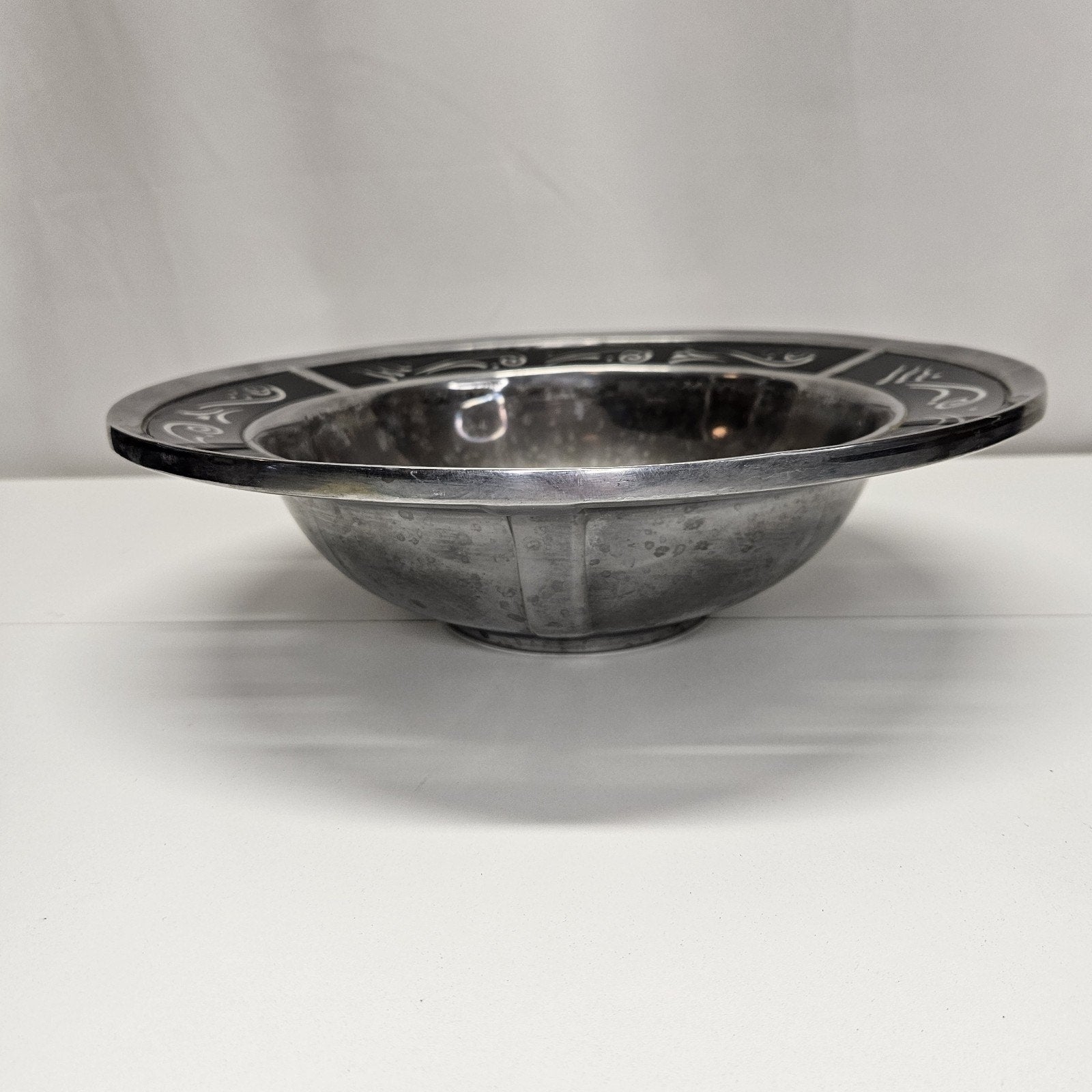Vtg Lenox Metal Serveware SPYRO BLACK 13" Salad Serving Bowl Metal Serveware