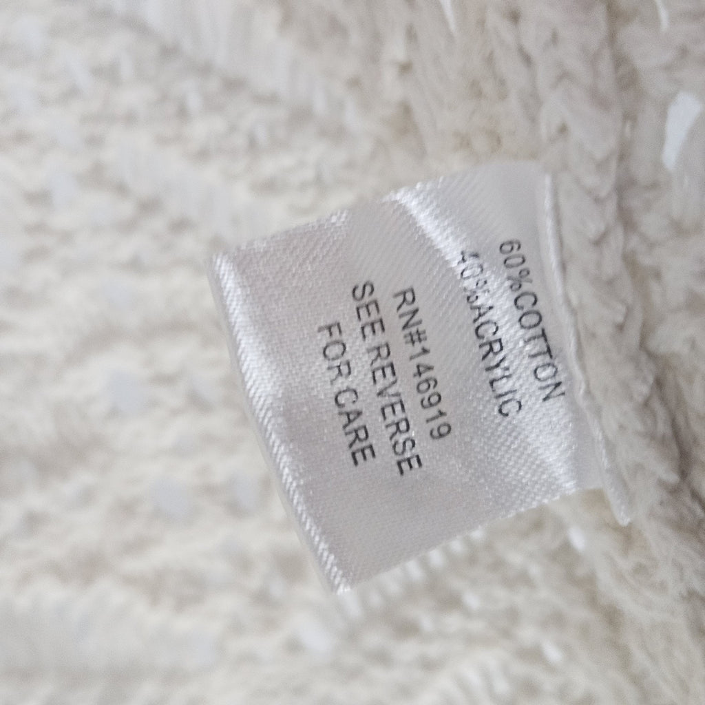 Freshman 1996 White Chunky Knit Long Cardigan Open Front Sz XL